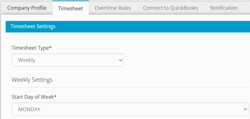 timesheet settings